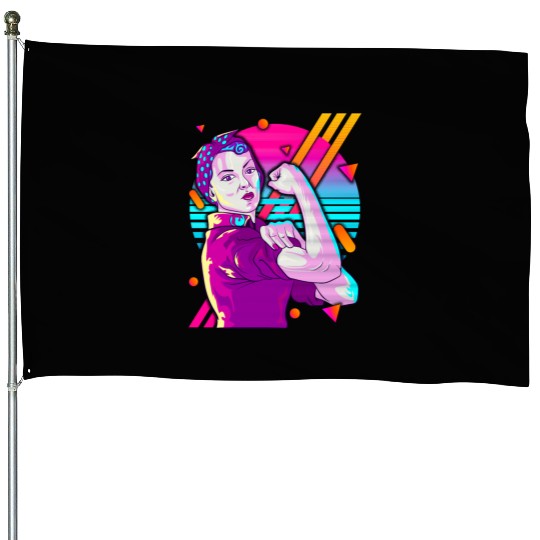 Rosie The Riveter Vaporwave House Flags