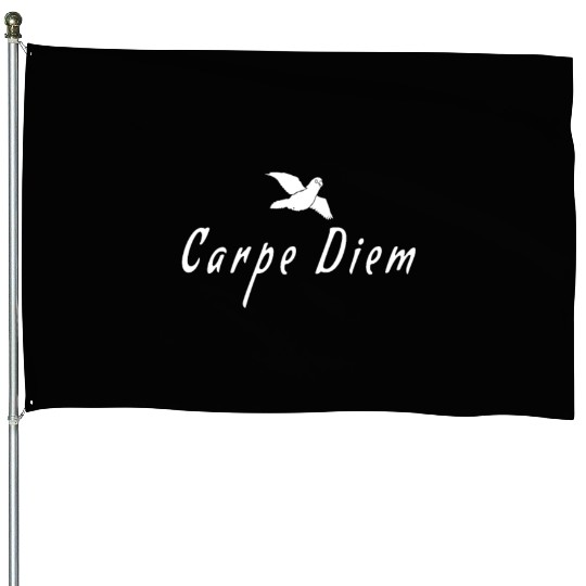 carpe diem Bird House Flags