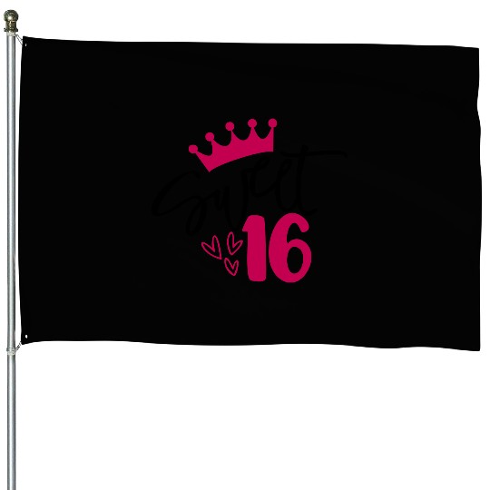 Sweet 16, 16th birthday Girl birthday House Flags