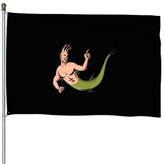 Sea Monkey Pointing Mascot House Flags