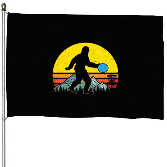 Bigfoot 70s 80s Inspired Sasquatch Lover Disc Golf House Flags