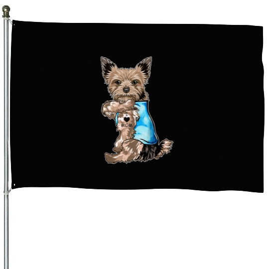 Yorkie Dog Tattoo I Love Mom Mothers Day Gifts T S House Flags