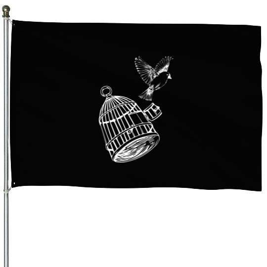 Tattoo Design Bird out of Cage Funny Gift Idea House Flags
