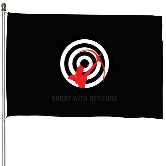Shoot With Attitude Archery Girl Archer Bullseye House Flags