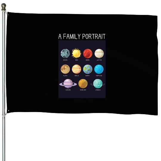 Outer Space Nerd Solar System Planets Sun Moon House Flags