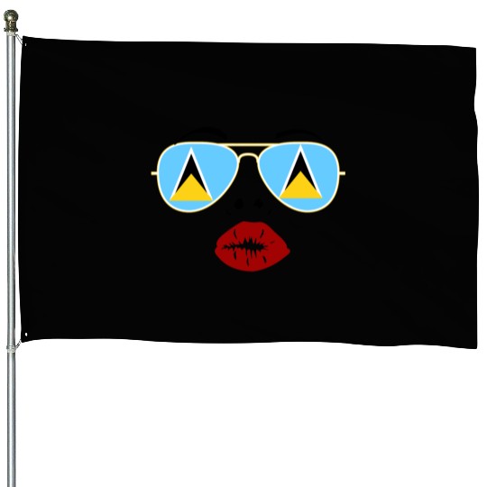 Saint Lucia Flag St Lucia Sunglasses Lips Kiss House Flags