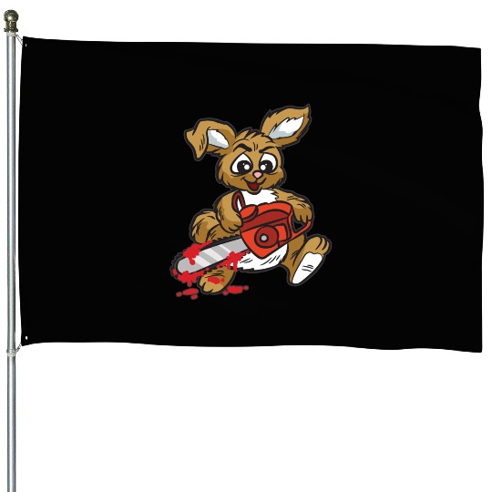 BAD BUNNY WITH CHAINSAW House Flags