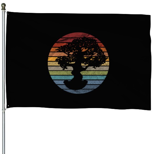 Bonsai Tree Retro House Flags
