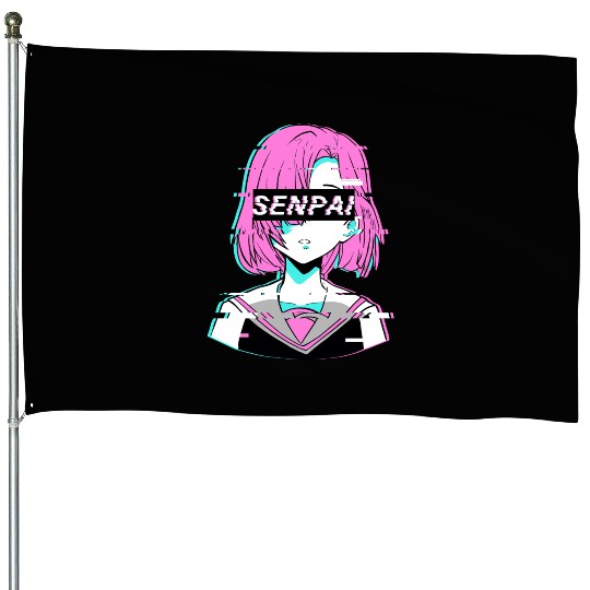 Aesthetic Vaporwave Anime Girl - Notice Me Senpai House Flags