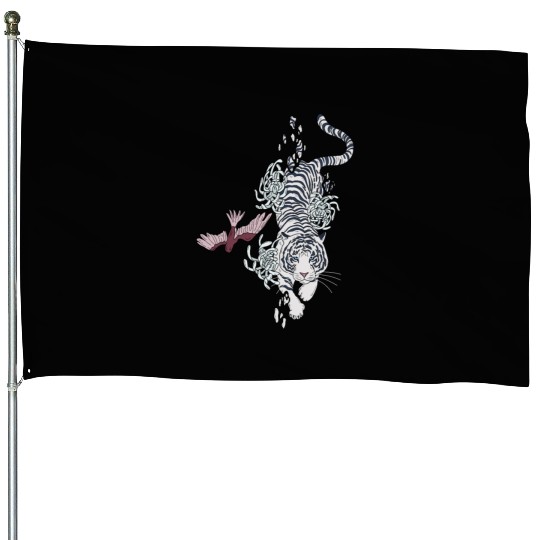 Unique Japanese spirit Tiger | My spirit Animal House Flags