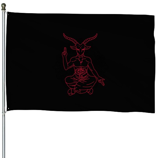 Horned Devil Black Goat Baphomet Tarot Card Satan House Flags