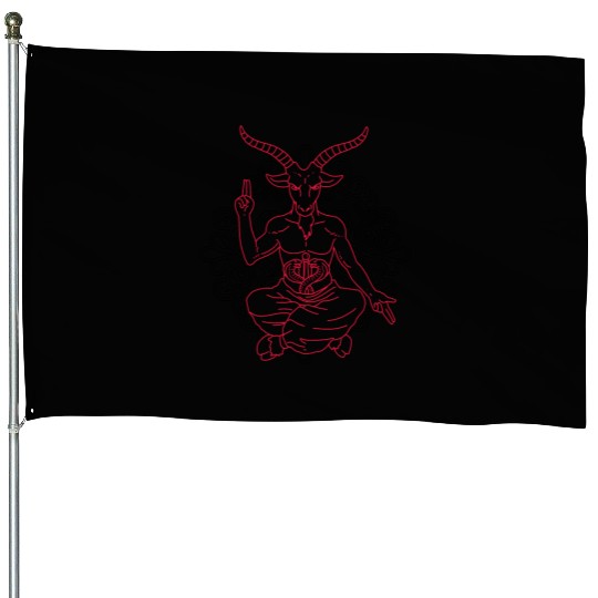 Horned Devil Black Goat Baphomet Tarot Card Satan House Flags
