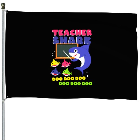 Funny Teacher Shark Preschool Teacher House Flags