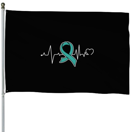 Heart beat- Ovarian Cancer Awareness House Flags