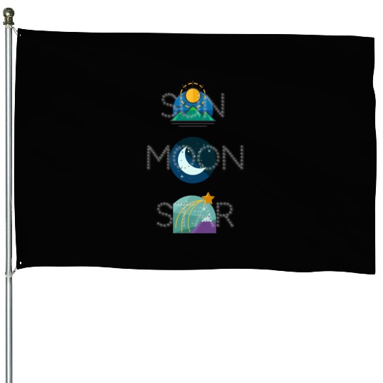 sun moon and star House Flags