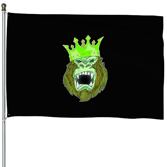 neon green Gorilla Jungle King House Flags