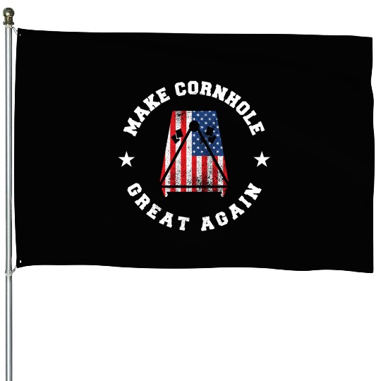 Make Cornhole Great Again Funny USA Gift House Flags