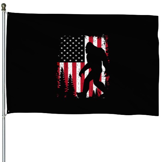 Bigfoot 4th Of July American Usa Flag Patriotic House Flags