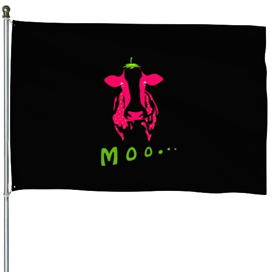 Strawberry cow, Strawberry cow pink, pink cow House Flags