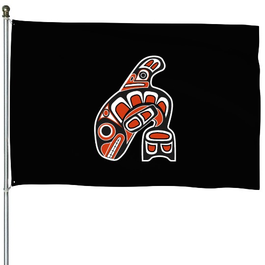 Orca Whale Indian Totem Tribal Haida Style Art House Flags