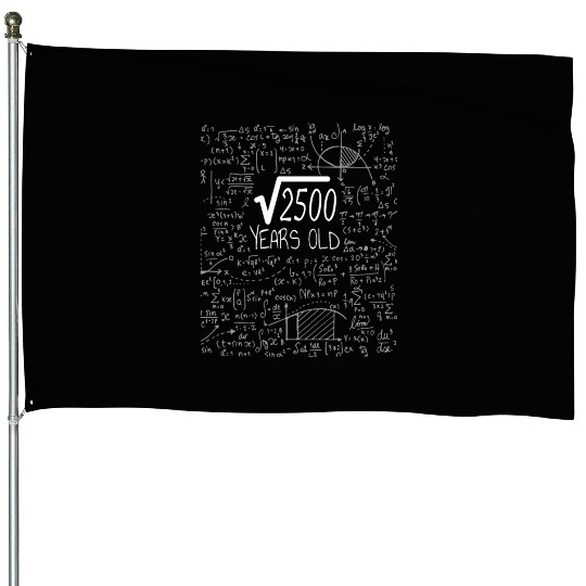 Square Root of 2500 - 50th Birthday Geek Design House Flags