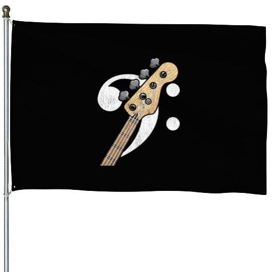 Bass Clef Guitar Bass Player Musician House Flags