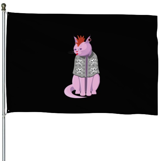 Punk Rock Cat House Flags