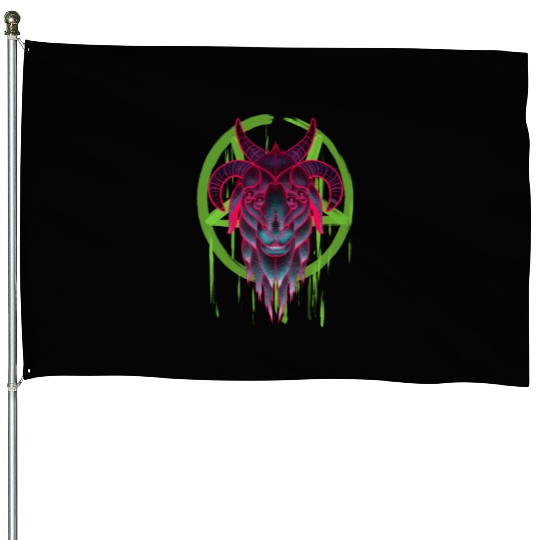 Neon Baphomet House Flags