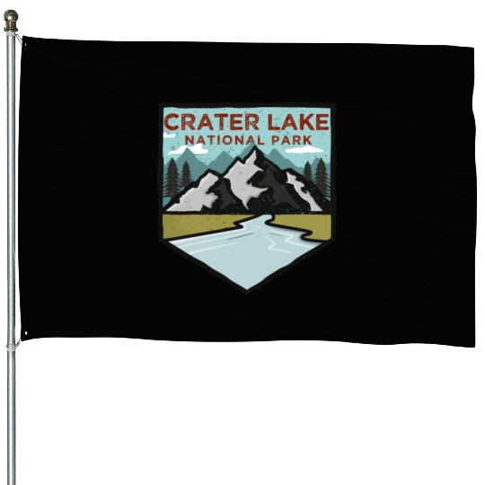 Retro Vintage Crater Lake National Park Gift House Flags