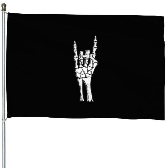 Skeleton Hand Devil Horns Hand Sign Halloween Gift House Flags
