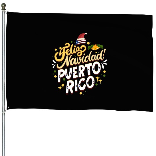 Feliz Navidad Puerto Rico - Merry Christmas House Flags