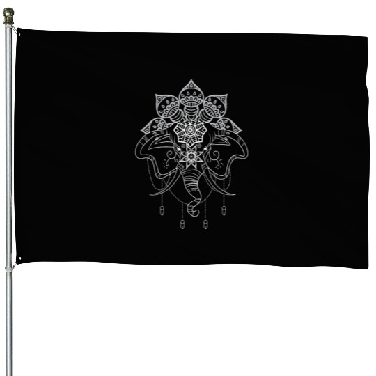 Elephant Mandala Drawing Buddha Chakra House Flags