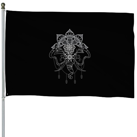 Elephant Mandala Drawing Buddha Chakra House Flags