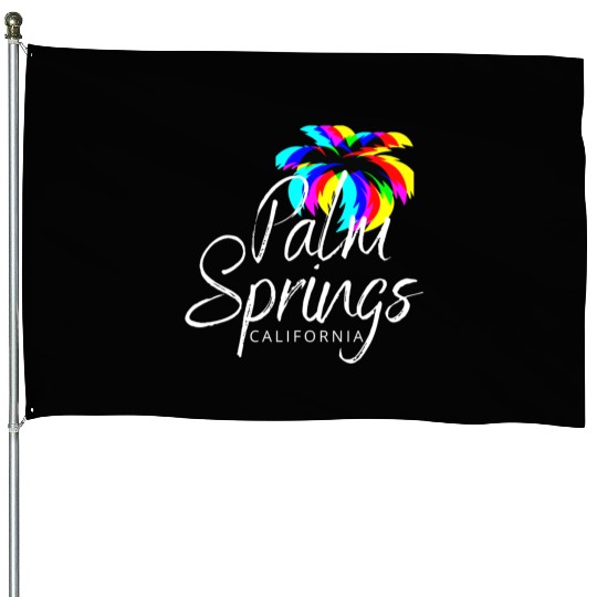 Palm Springs Neon Tree (White) House Flags
