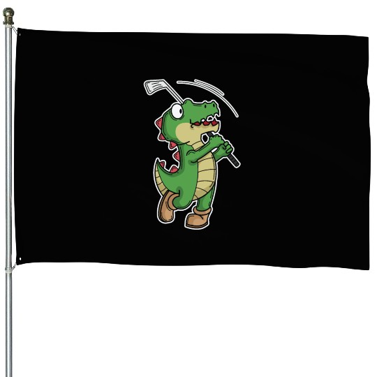 Tyrannosaurus-Rex Crocodile plays Golf House Flags