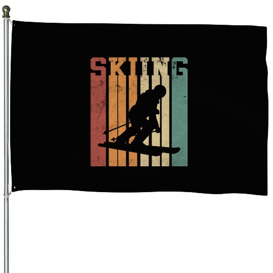 Skiing Skiing Skier Skisport Ski Slope House Flags