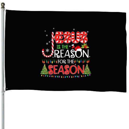 Jesus Is The Reason For The Season Christmas House Flags