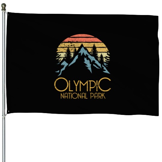 Retro Olympic National Park Washington Mountains S House Flags