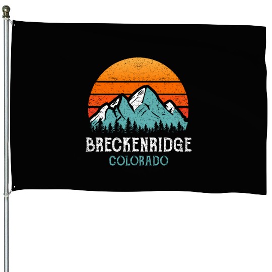 Vintage Breckenridge House Flags Retro Sun Mountains