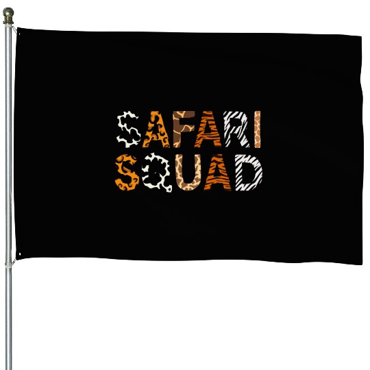 Safari Squad Family Vacation African Animal lover House Flags