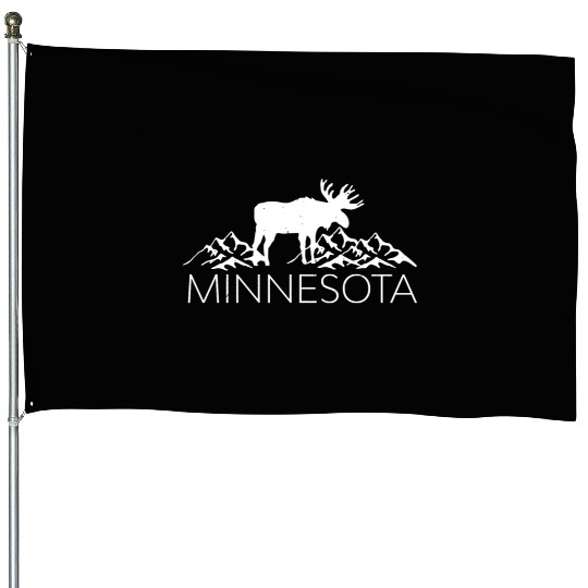 Minnesota Moose And Mountains Souvenir Nature House Flags