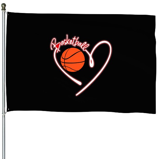 I Love Basketball Girl Basketball Player Heart House Flags