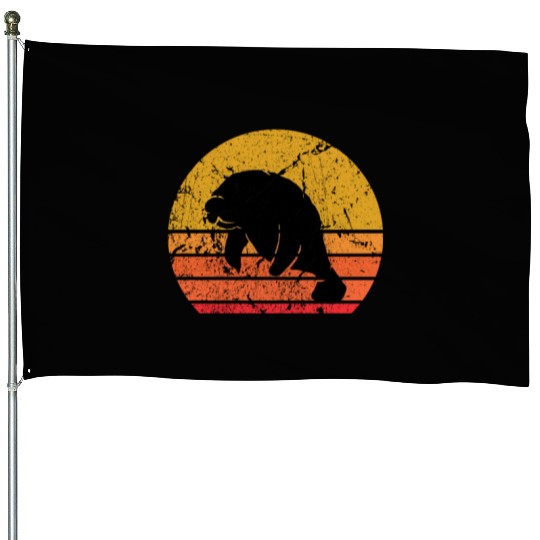 Retro Sun Dugong Manatee Sea Cow Gift House Flags