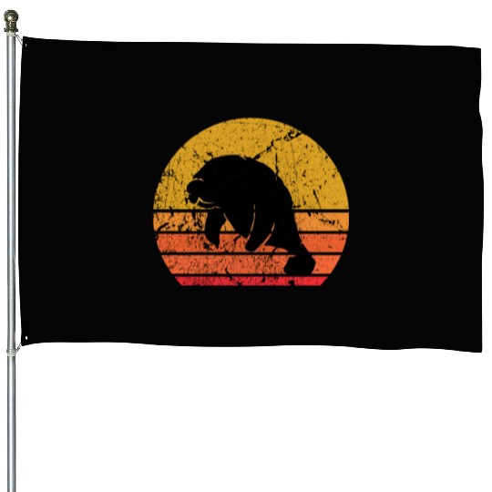 Retro Sun Dugong Manatee Sea Cow Gift House Flags