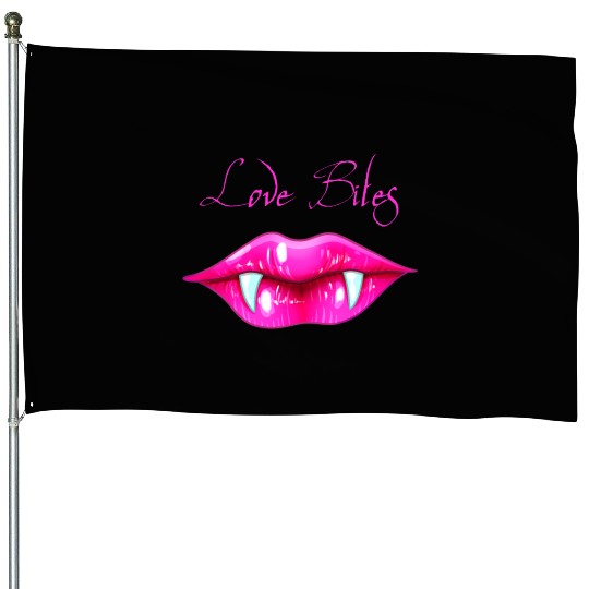 Pastel Goth Love Bites Vampire Lips Valentine House Flags