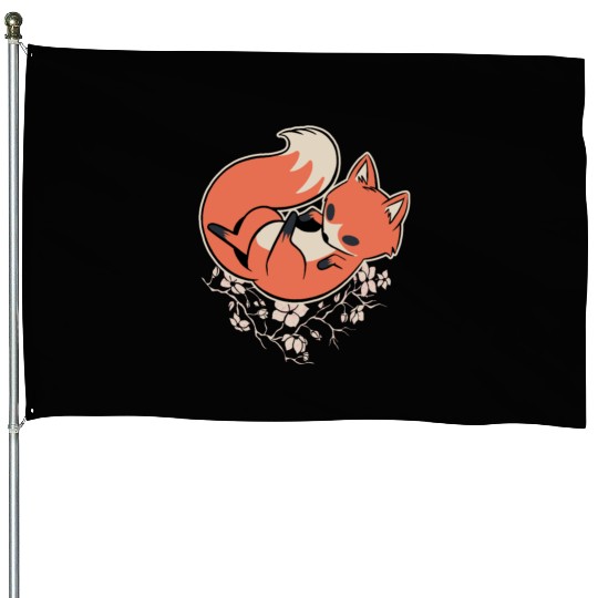 Sakura Fox Cherry Blossom House Flags