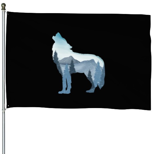Alpha Wolf Art - Nature Background House Flags