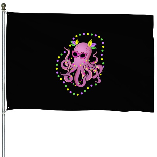 Mardi Gras Octopus For Octopus Lover House Flags