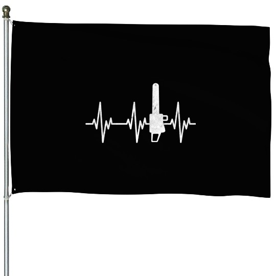 Chainsaw Heartbeat Lumberjack EKG Tree Work House Flags