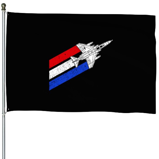 F-4 Phantom Vintage USA Contrails Red White Blue House Flags